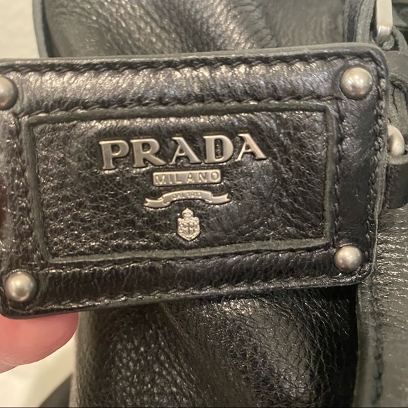 Prada black pebbled deerskin convertible bag. - Picture 7 of 16